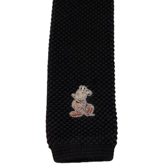VTG WALT DISNEY PROD MICKEY MOUSE NECKTIE BLACK Cotton MADE IN USA 1090AT - Picture 3 of 6